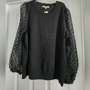 Black Sheer Sleeve Sweater
